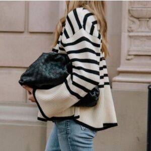 Cream and white striped sweater
